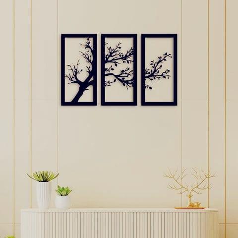 Unique Tree Design Wooden Wall Décor - Pack Of 3